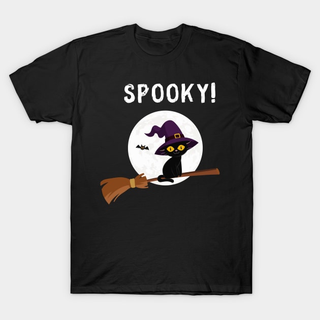 Spooky Witch's Cat Halloween T-Shirt by EdSan Designs